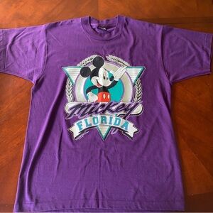 Vintage MICKEY MOUSE FLORIDA T-Shirt Purple  L 50/50 Single Stitch USA Grail